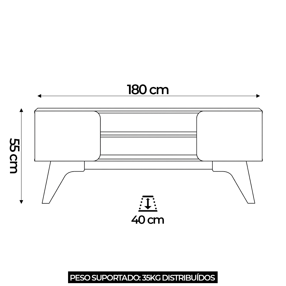 Rack TV 65 Pol 160cm 2 Portas Elos Cinamomo/Off White A09 - Mpozenato