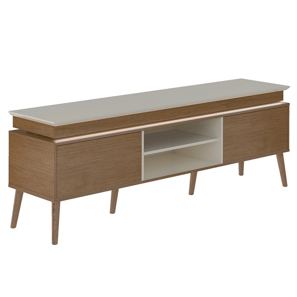 Rack TV 75 Pol 180cm 2 Portas Luminus Off White/Cinamomo A09 - Mpozenato