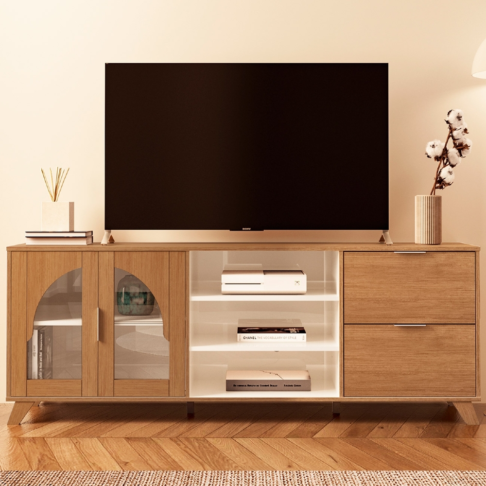 Rack TV 75 Pol 180cm 2 Portas Prestige Cinamomo/Off White A09 - Mpozenato