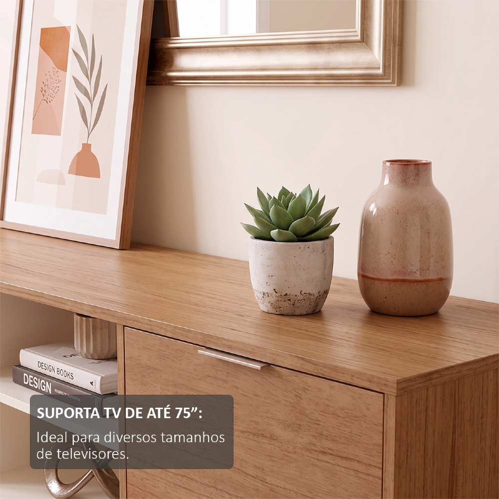 Rack TV 75 Pol 180cm 2 Portas Prestige Cinamomo/Off White A09 - Mpozenato
