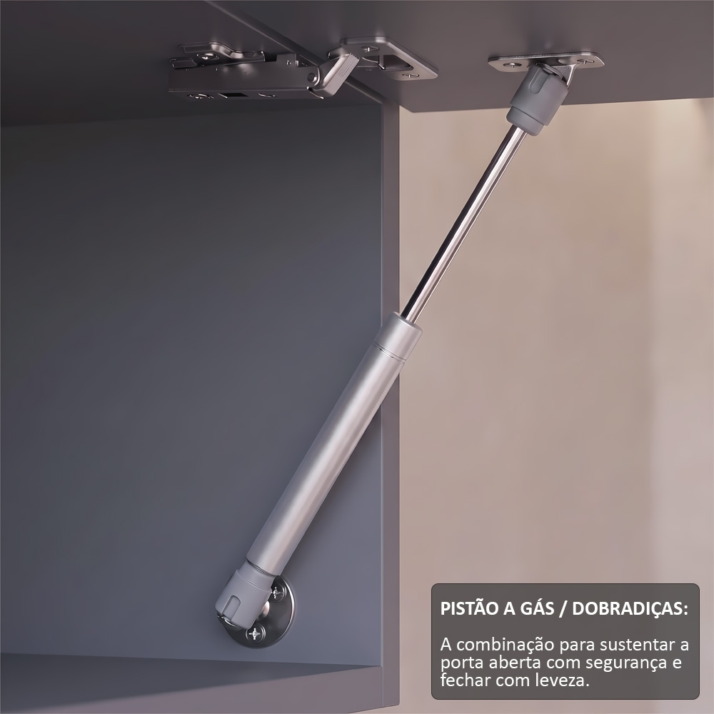Armário Aéreo 60cm Porta Basculante Andréia Cinza - AJL Móveis