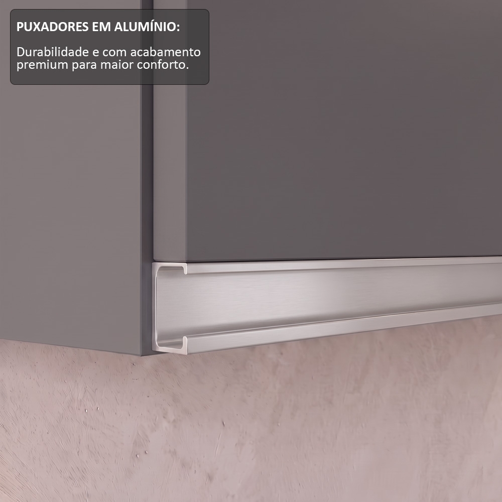 Armário Aéreo 60cm Porta Basculante Andréia Cinza - AJL Móveis