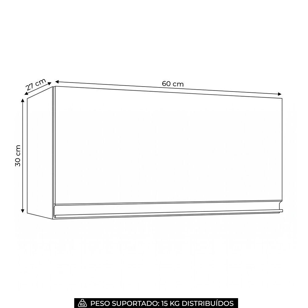Armário Aéreo Geladeira 60cm 1 Porta Basculante Andréia Preto - AJL Móveis