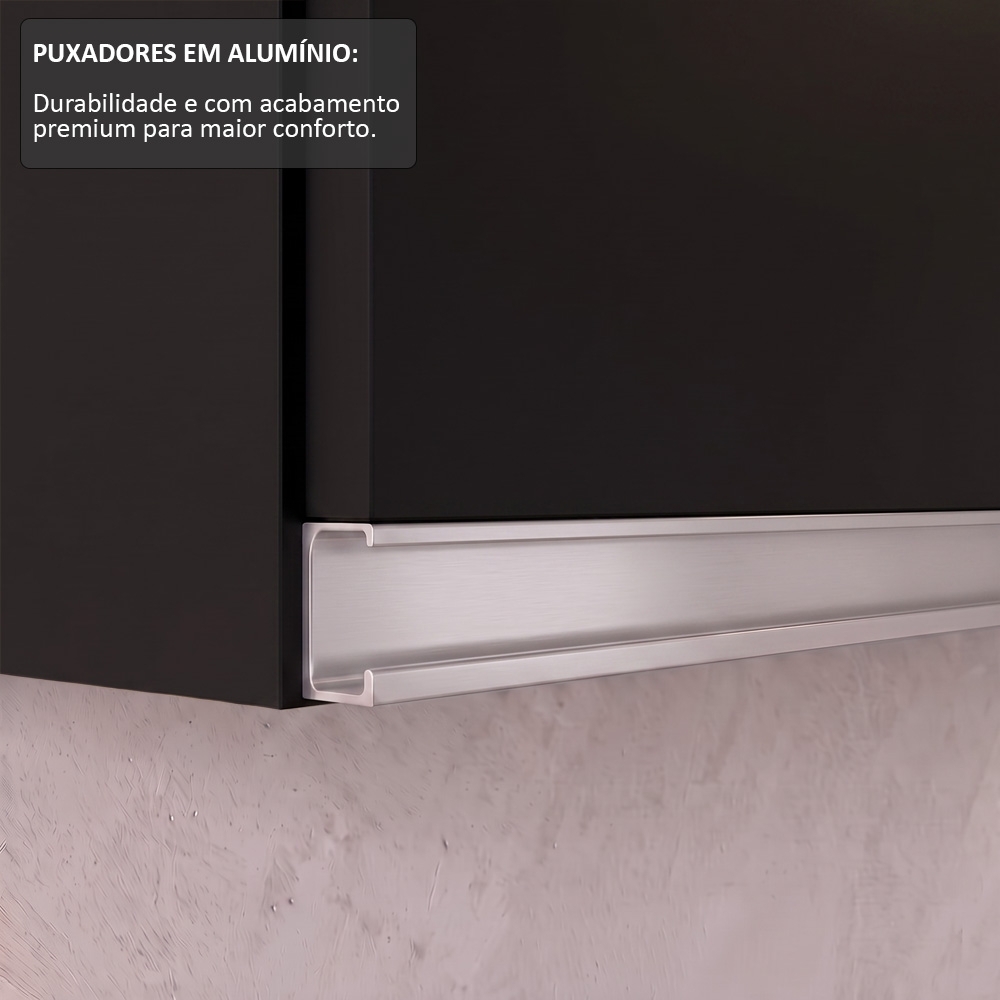 Armário Aéreo Geladeira 60cm 1 Porta Basculante Andréia Preto - AJL Móveis