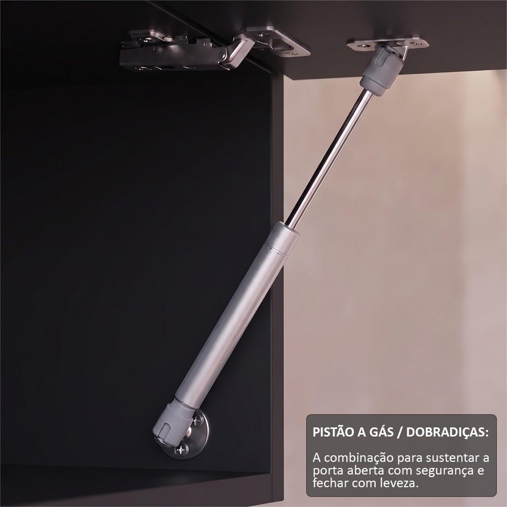Armário Aéreo Geladeira 60cm 1 Porta Basculante Andréia Preto - AJL Móveis