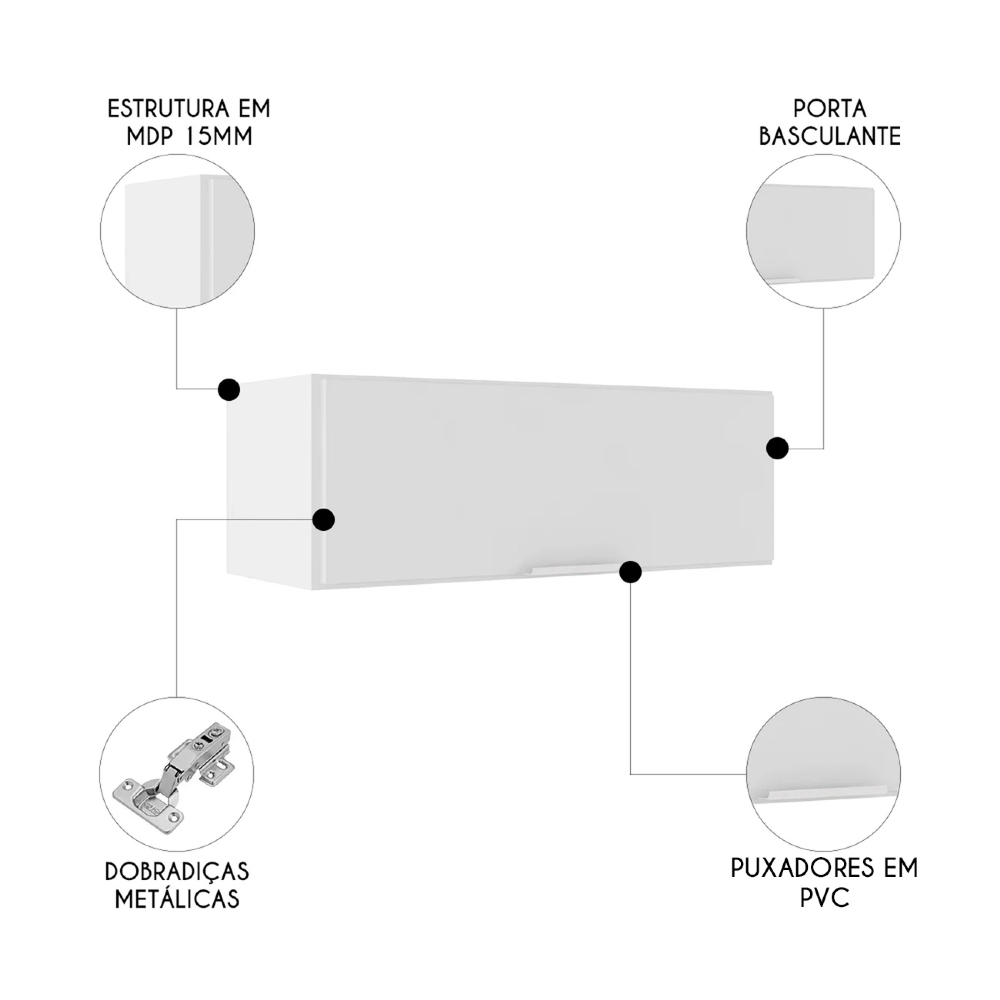 Armário de Cozinha Aéreo 70cm Pérola Z34 Branco - Mpozenato