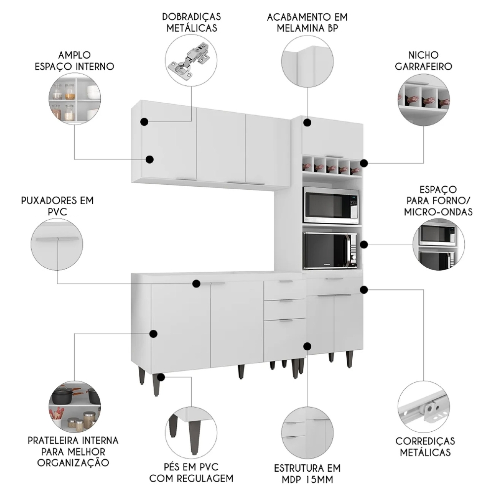 Armário de Cozinha CP02 Para Pia 120cm Pérola Z34 Branco - Mpozenato