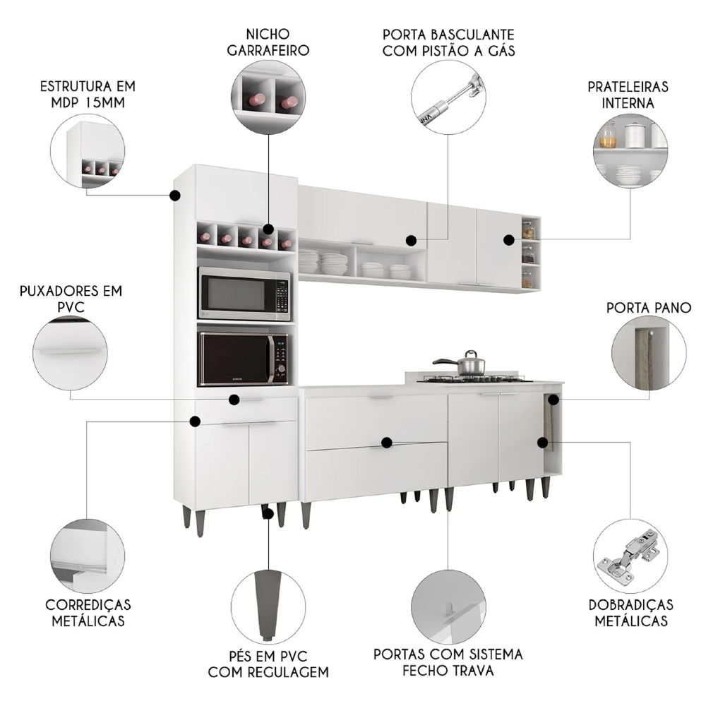 Armário de Cozinha CP07 Para Pia 100cm Pérola Z34 Branco - Mpozenato