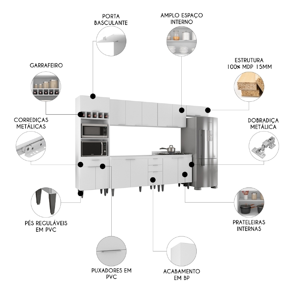 Armário de Cozinha CP06 Para Pia 120cm Pérola Z34 Branco - Mpozenato