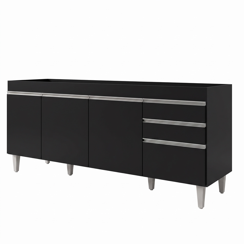 Balcão Gabinete Para Pia 180cm Sem Tampo Dallas Preto - Lumil