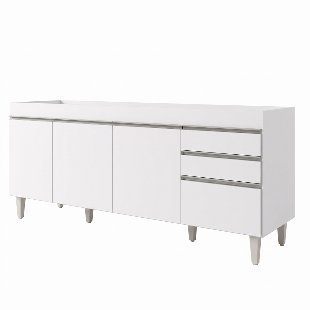 Balcão Gabinete Para Pia 180cm Sem Tampo Dallas Branco - Lumil