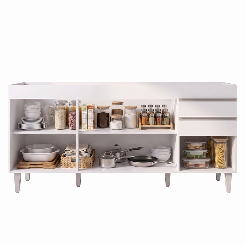 Balcão Gabinete Para Pia 180cm Sem Tampo Dallas Branco - Lumil