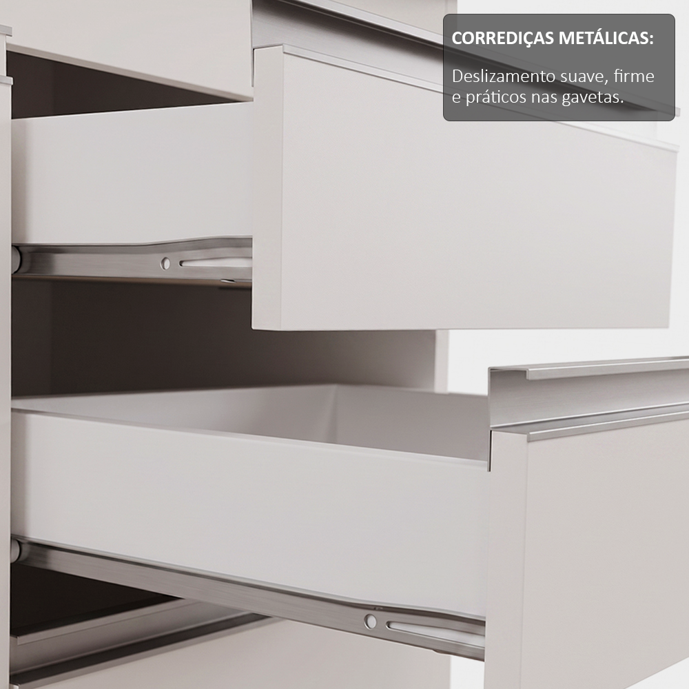 Balcão Gabinete Para Pia 180cm Sem Tampo Dallas Branco - Lumil