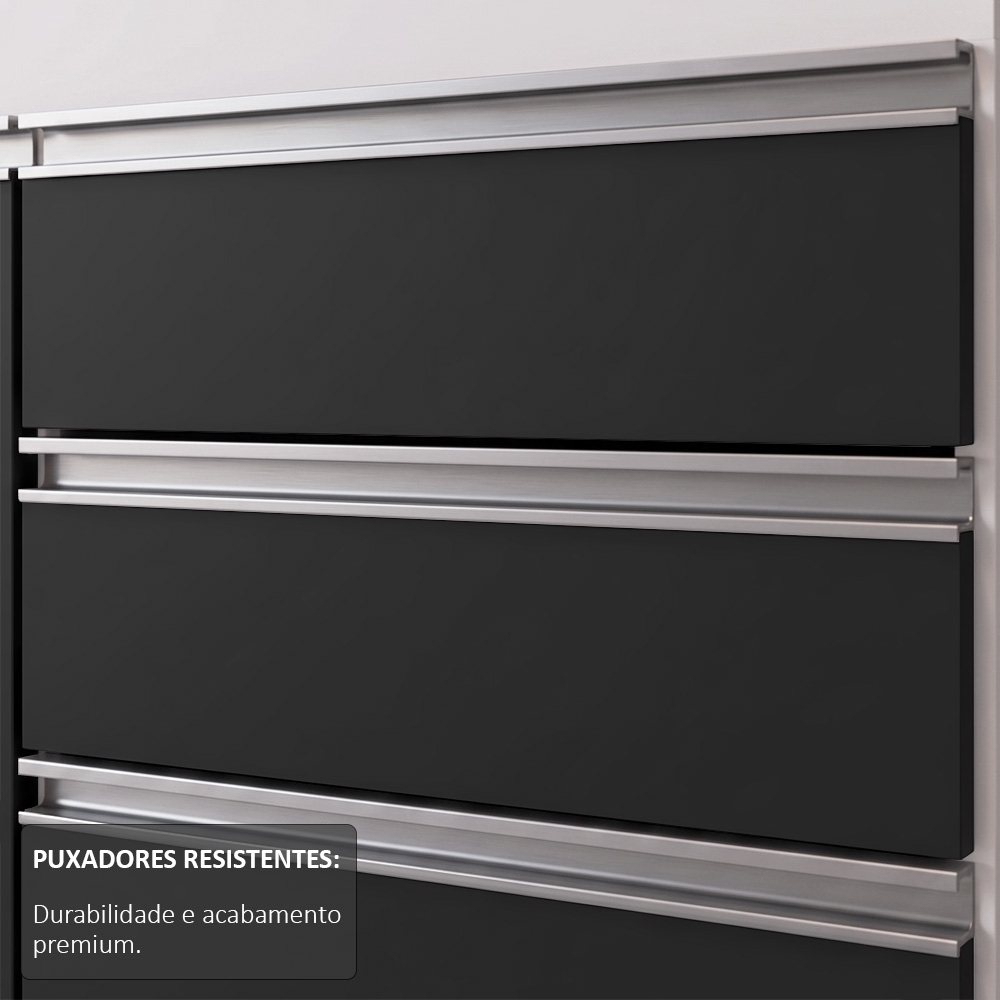Balcão Gabinete Para Pia 180cm Sem Tampo Dallas Branco/Preto - Lumil