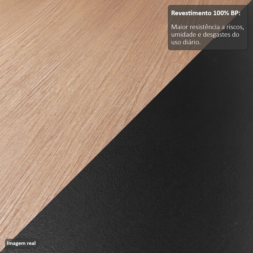 Balcão Gabinete Para Pia 180cm Sem Tampo Dallas Castanho/Preto - Lumil