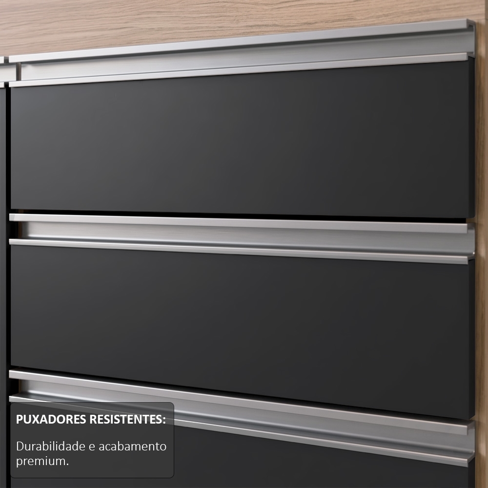 Balcão Gabinete Para Pia 180cm Sem Tampo Dallas Castanho/Preto - Lumil