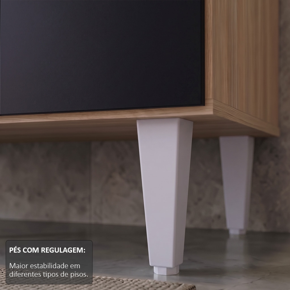 Balcão Gabinete Para Pia 180cm Sem Tampo Dallas Castanho/Preto - Lumil