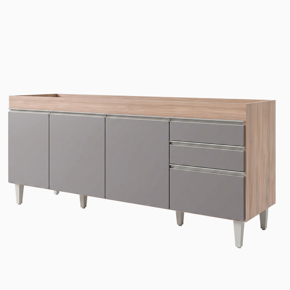 Balcão Gabinete Para Pia 180cm Sem Tampo Dallas Castanho/Cinza - Lumil