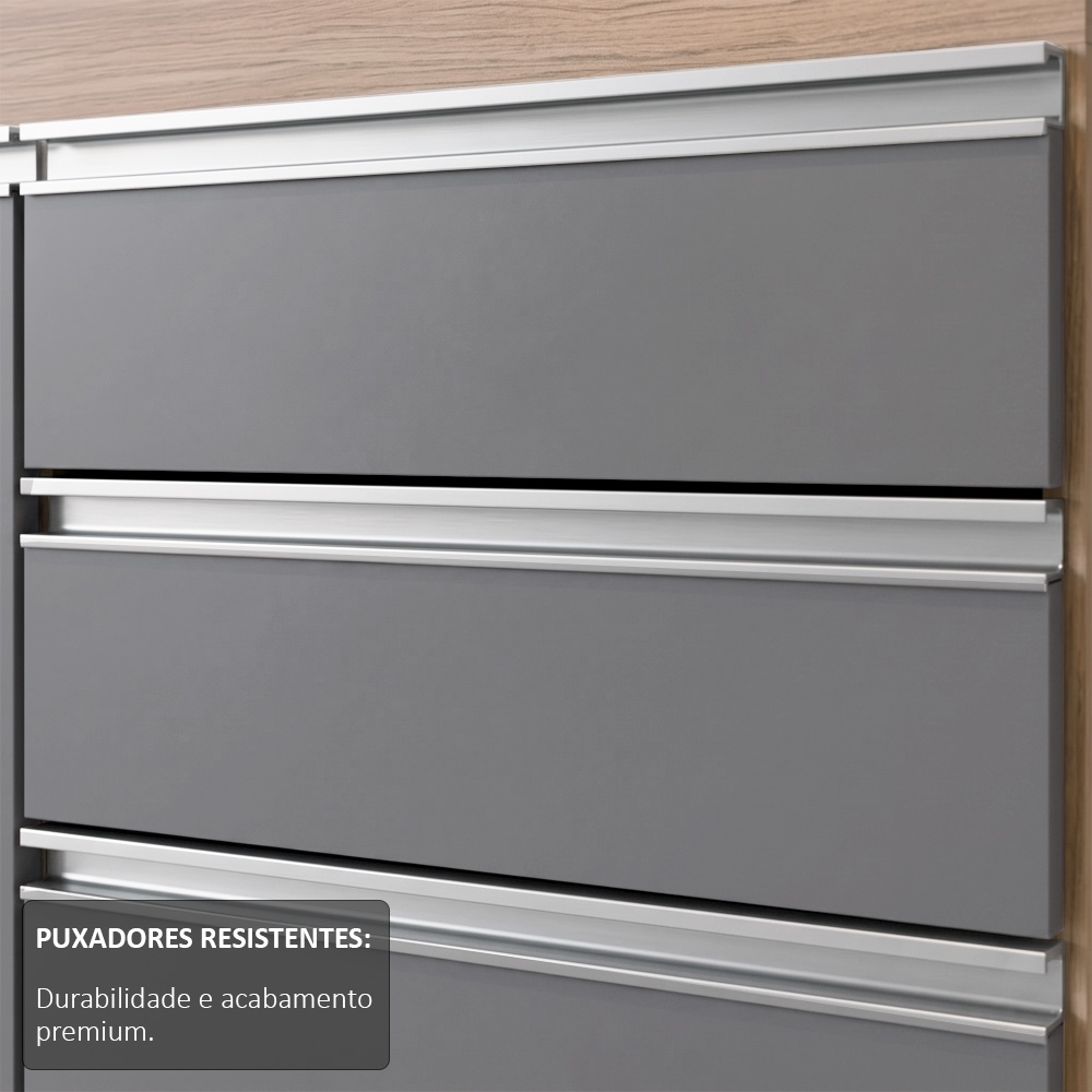 Balcão Gabinete Para Pia 180cm Sem Tampo Dallas Castanho/Cinza - Lumil