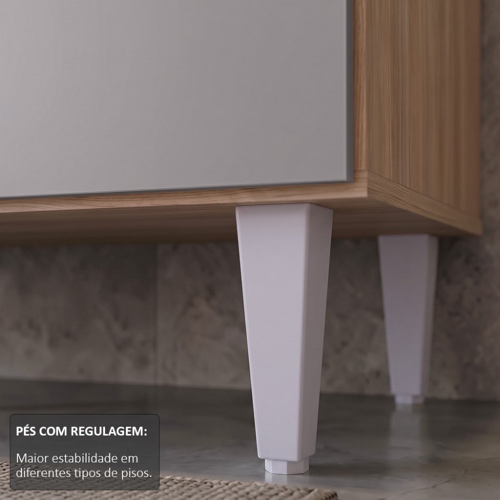 Balcão Gabinete Para Pia 180cm Sem Tampo Dallas Castanho/Cinza - Lumil