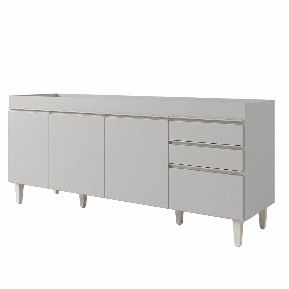 Balcão de Cozinha Para Pia 180cm 4 Portas Sem Tampo Dallas Cinza Claro - Lumil