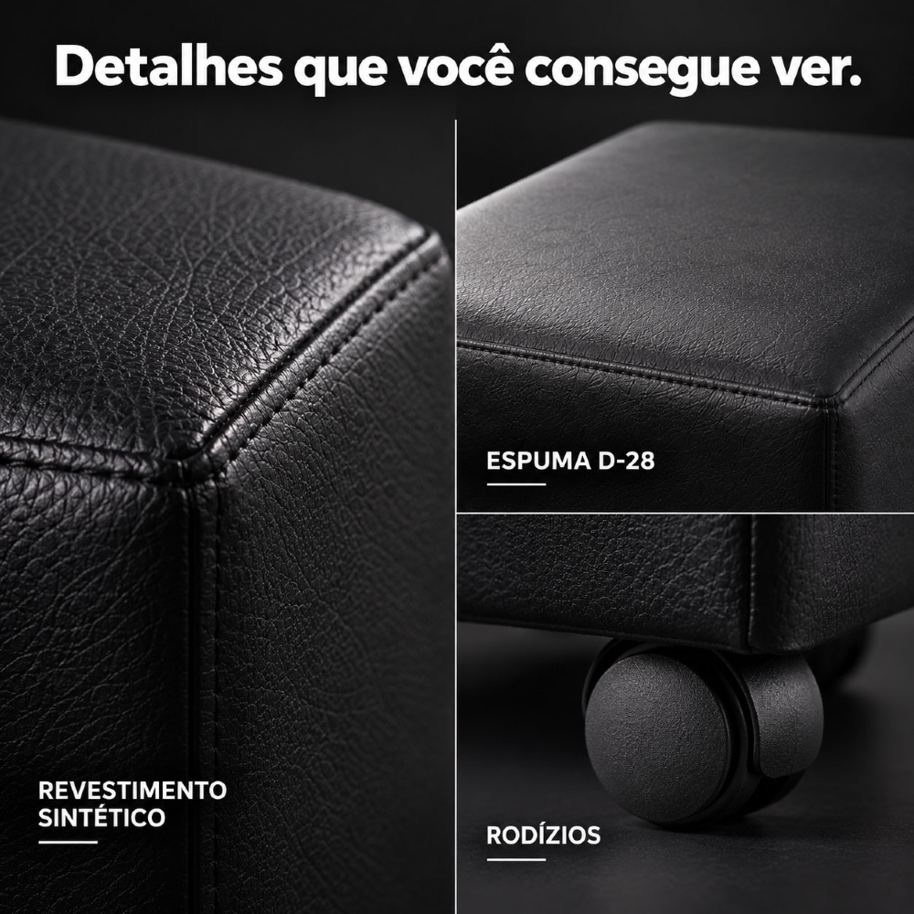 Puff Decorativo 38cm Diks com Rodízios Sintético C-05 - Domi