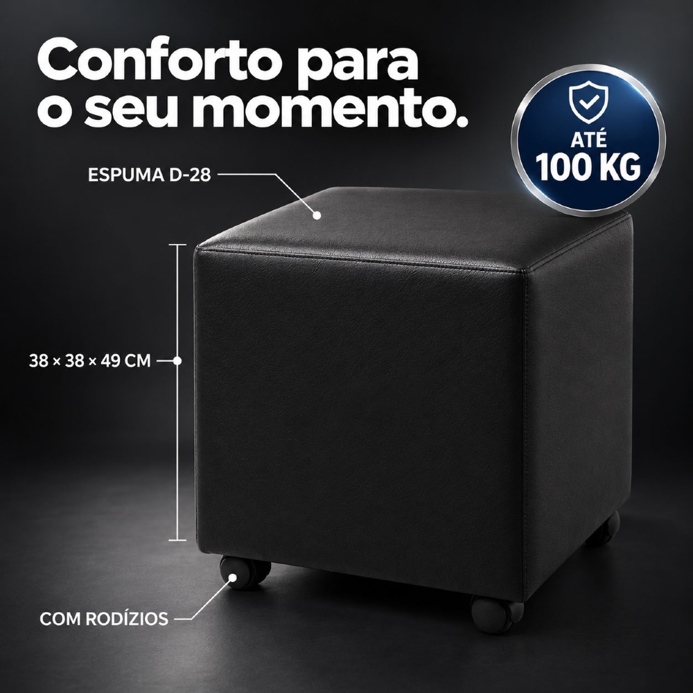 Puff Decorativo 38cm Diks com Rodízios Sintético C-05 - Domi