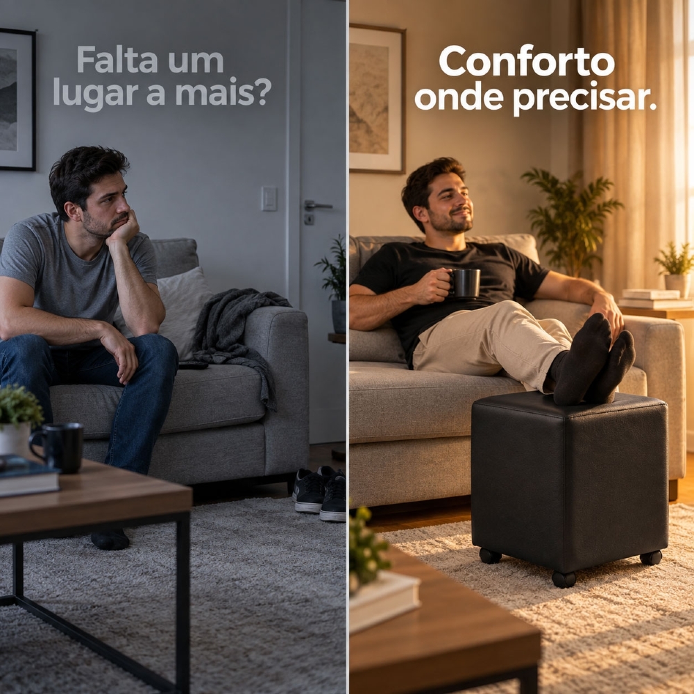 Puff Decorativo 38cm Diks com Rodízios Sintético C-05 - Domi