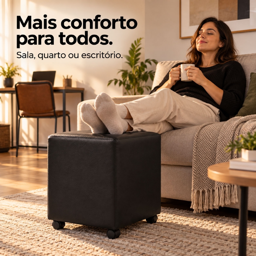 Puff Decorativo 38cm Diks com Rodízios Sintético C-05 - Domi