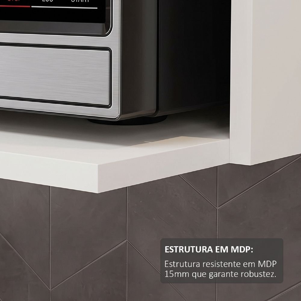 Suporte Microondas e Forno Elétrico Aéreo 60cm Itália Branco - Lumil