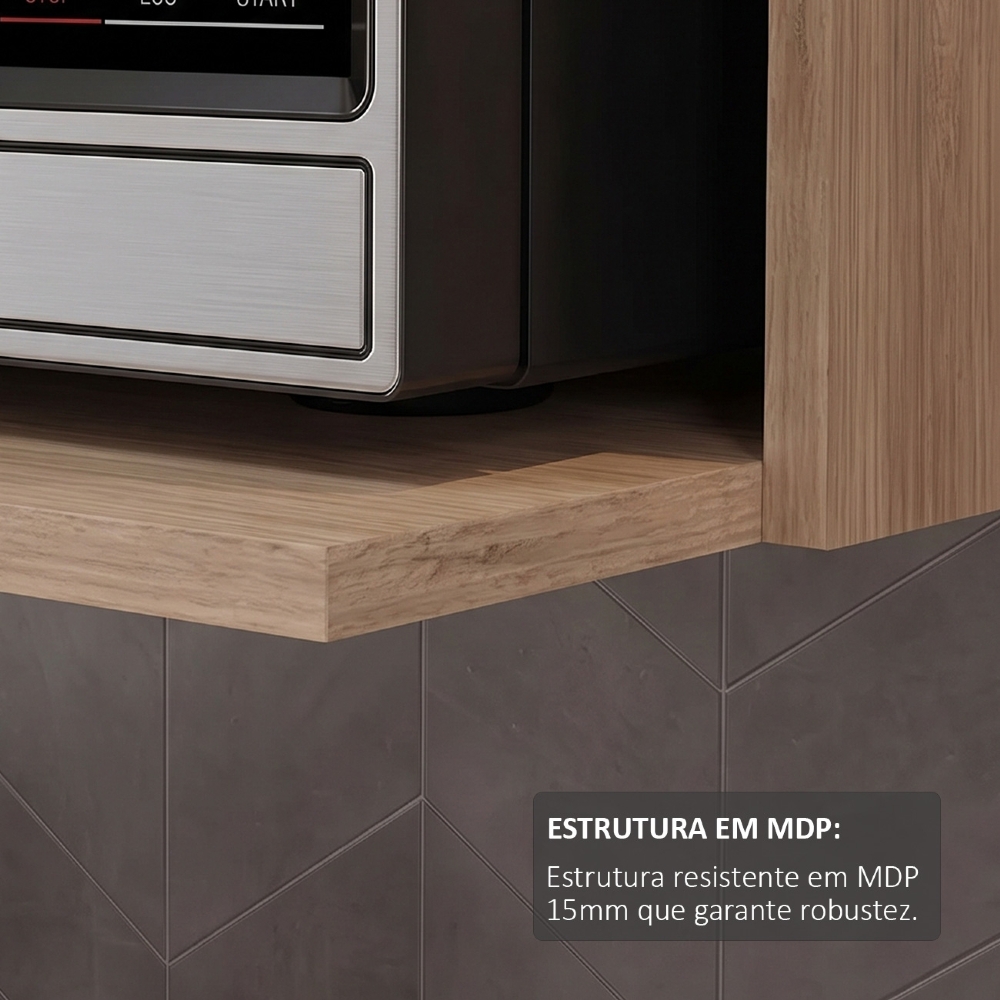 Suporte Microondas e Forno Elétrico Aéreo 60cm Itália Castanho - Lumil