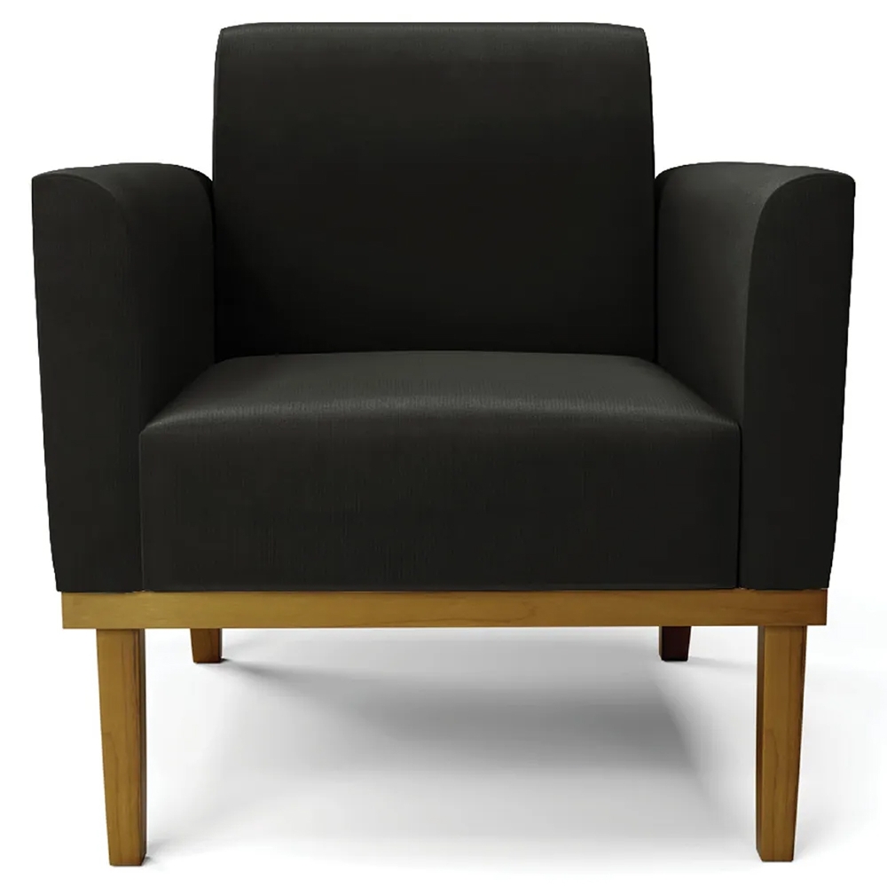 Poltrona Base Madeira Castanho Kit 2 Maressa Suede Preto - Ibiza