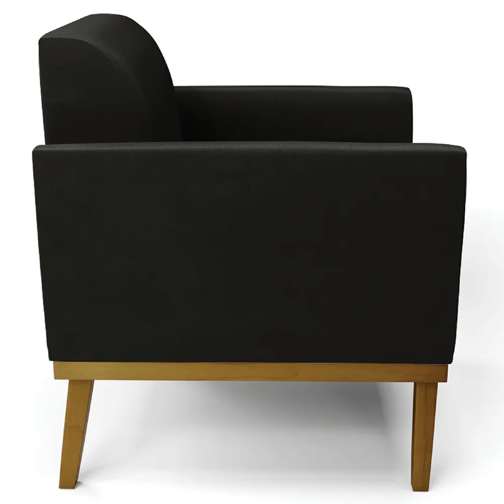 Poltrona Base Madeira Castanho Kit 2 Maressa Suede Preto - Ibiza
