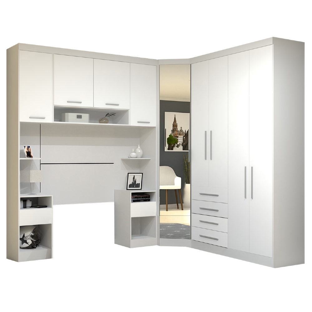 Guarda Roupa Solteiro Modulado CP01 Taiga Branco L01 - Mpozenato