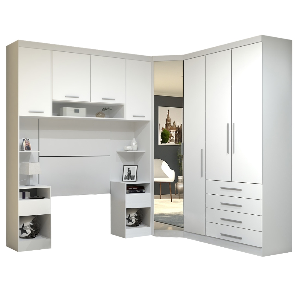Guarda Roupa Solteiro Modulado CP04 Taiga Branco L01        - Mpozenato