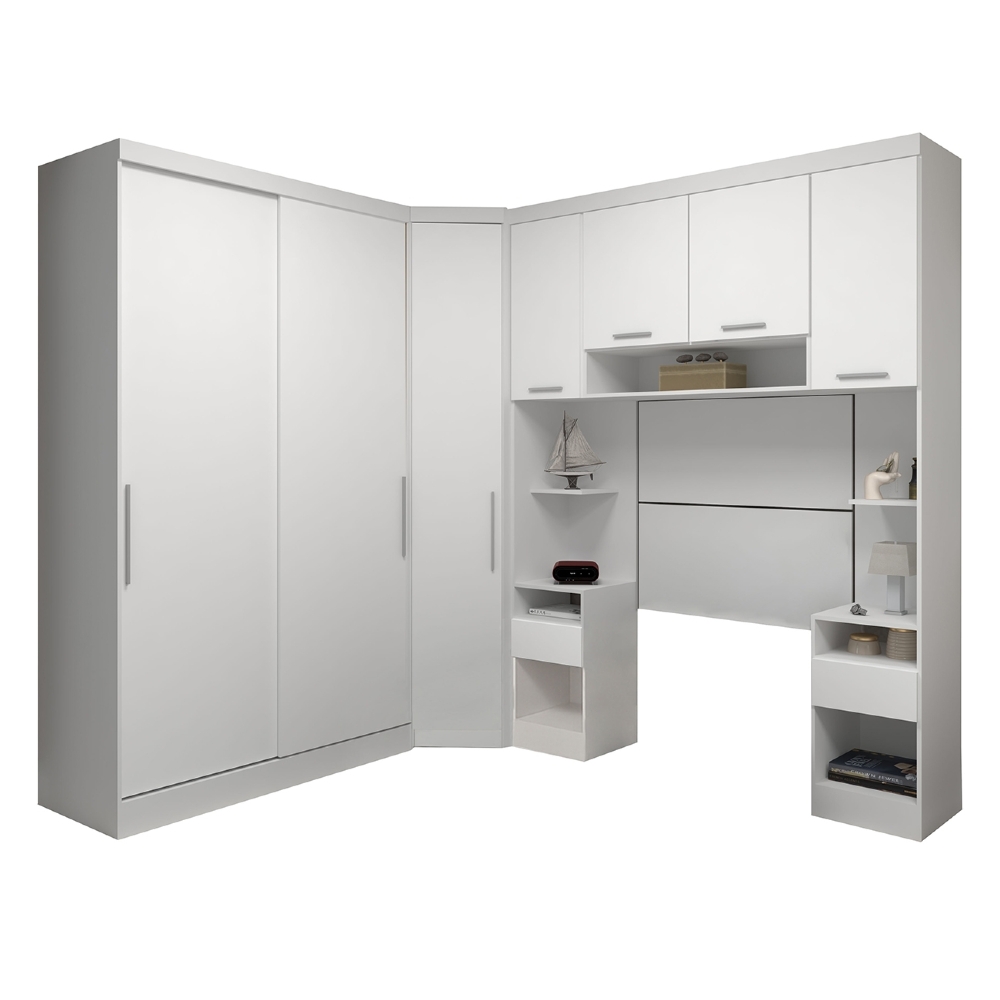 Guarda Roupa Solteiro Modulado CP08 Taiga Branco L01        - Mpozenato