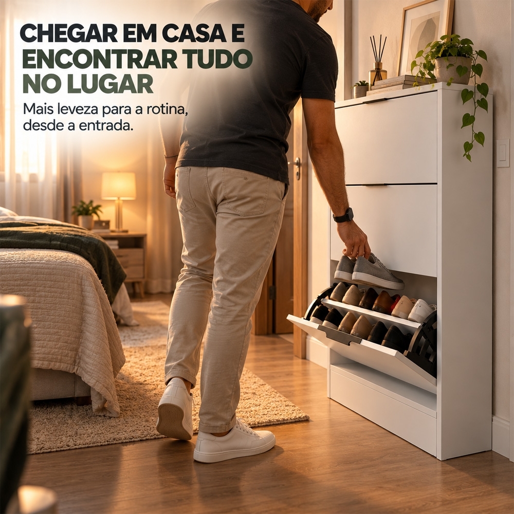 Sapateira Vertical Armário 3 Portas 66cm Dara Branco R03 - Mpozenato
