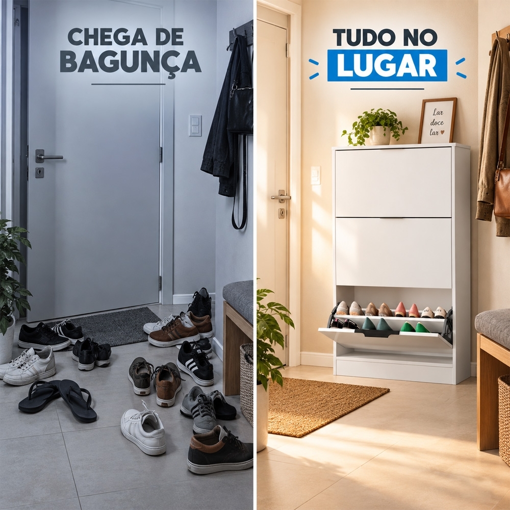 Sapateira Vertical Armário 3 Portas 66cm Dara Branco R03 - Mpozenato