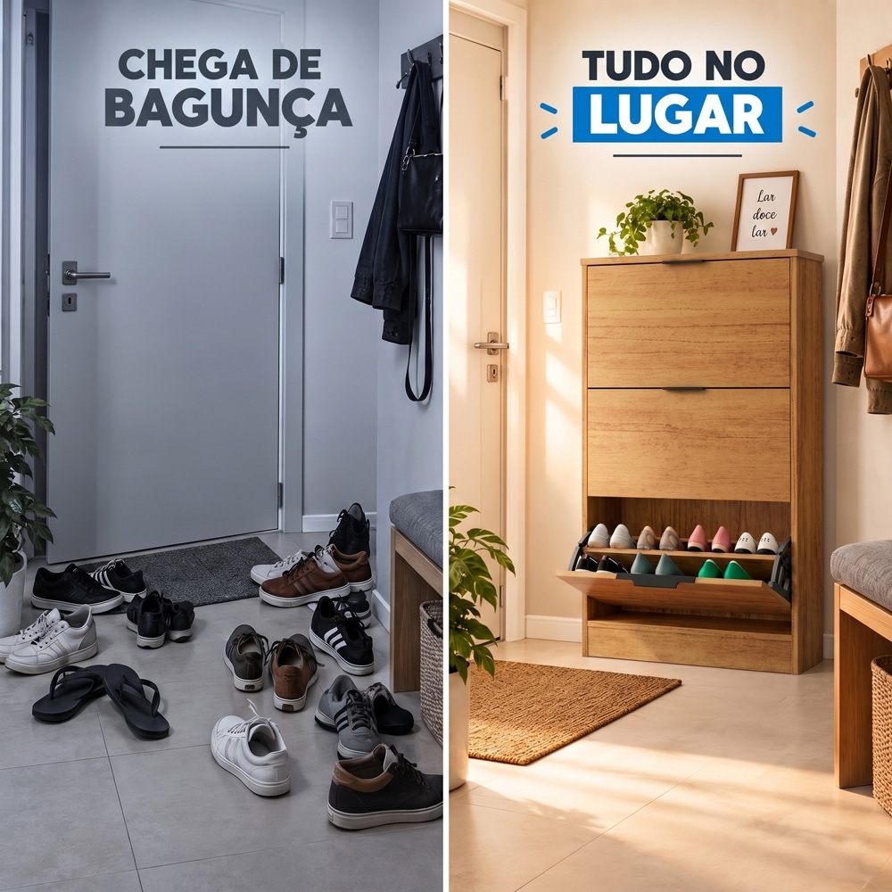Sapateira Vertical Armário 3 Portas 66cm Dara Cedro R03 - Mpozenato
