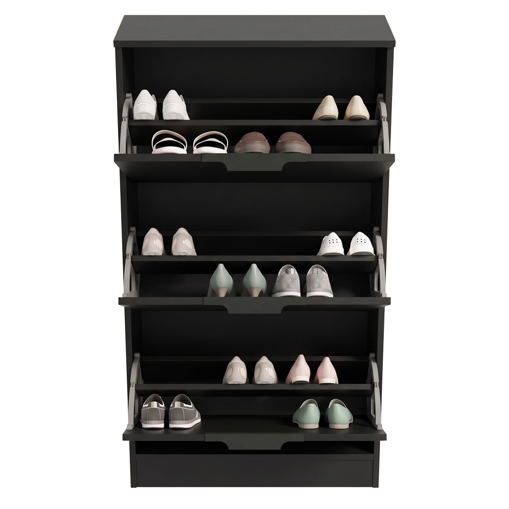 Sapateira Vertical Armário 3 Portas 66cm Dara Preto R03 - Mpozenato