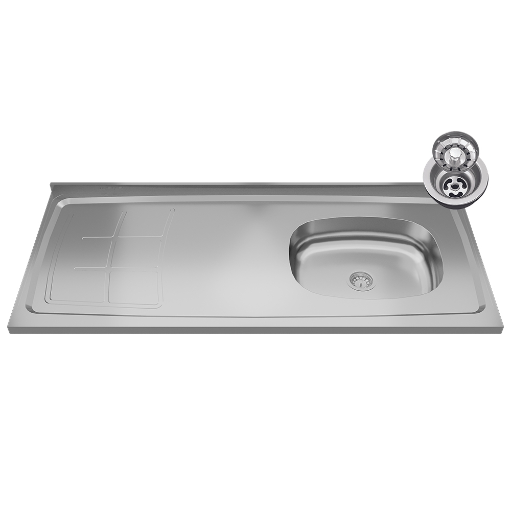 Pia de Cozinha com Cuba Deslocada Direita Ávila 120cm Aço Inox G01 - Mpozenato
