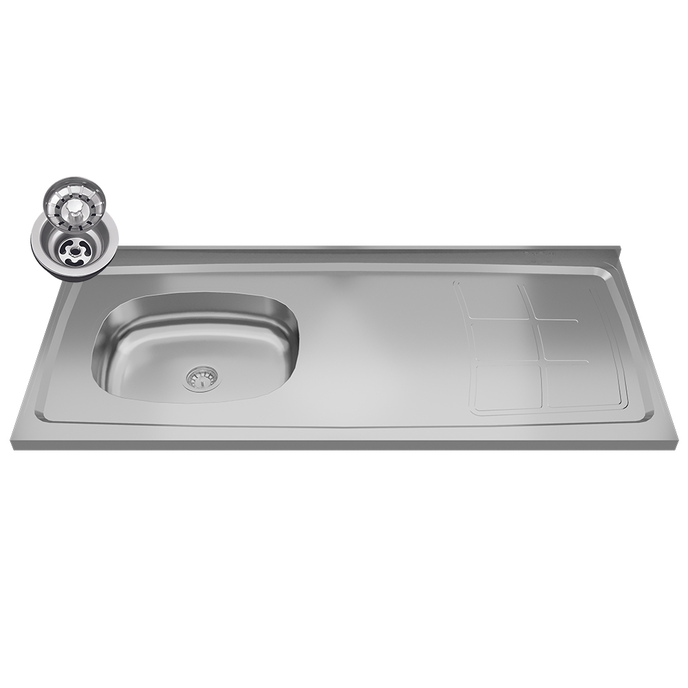 Pia de Cozinha com Cuba Deslocada Esquerda Ávila 120cm Aço Inox G01 - Mpozenato