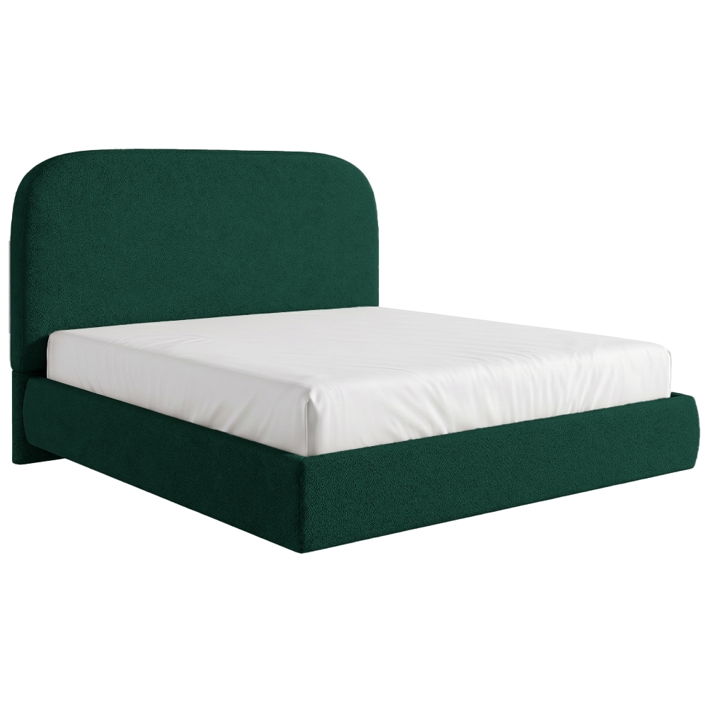 Cama Casal Flutuante Com Cabeceira 140cm Float Boucle Verde - Mpozenato