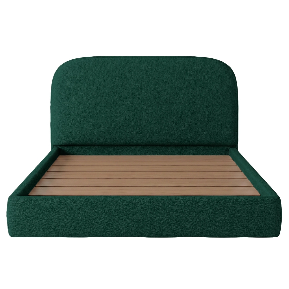 Cama Casal Flutuante Com Cabeceira 140cm Float Boucle Verde - Mpozenato