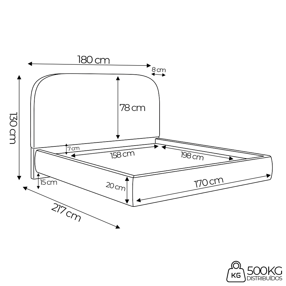 Cama Queen Flutuante Com Cabeceira 160cm Float Boucle Verde - Mpozenato