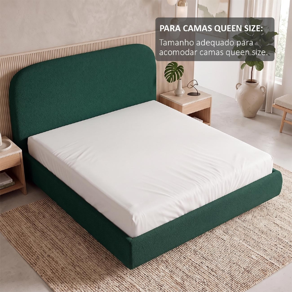 Cama Queen Flutuante Com Cabeceira 160cm Float Boucle Verde - Mpozenato