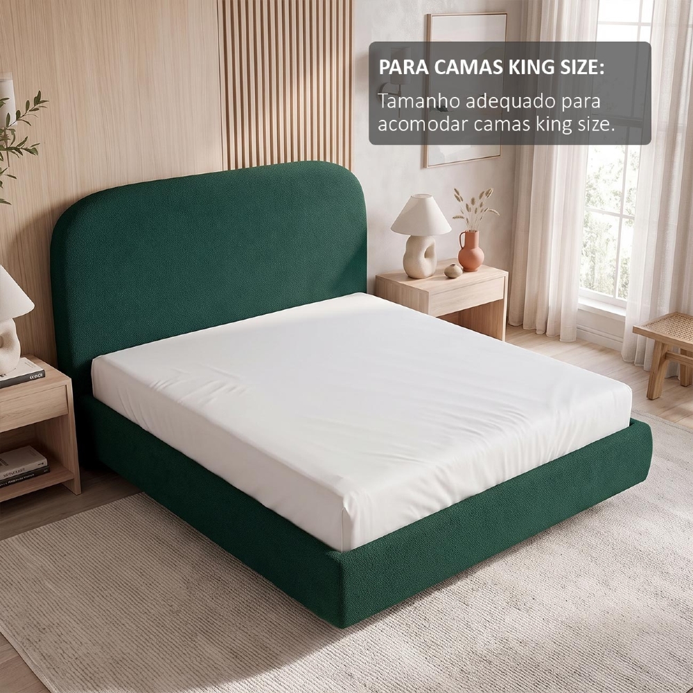 Cama King Flutuante Com Cabeceira 195cm Float Boucle Verde - Mpozenato