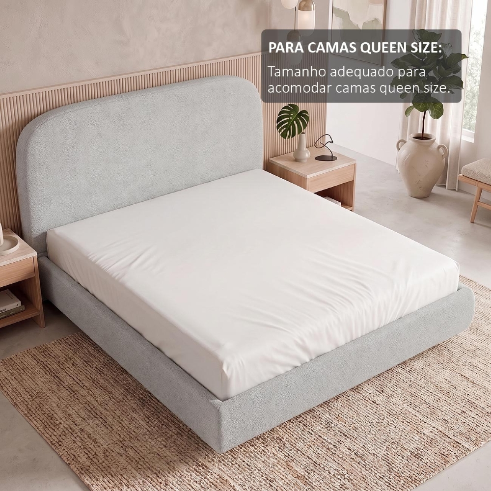 Cama Queen Flutuante Com Cabeceira 160cm Float Boucle Cinza - Mpozenato