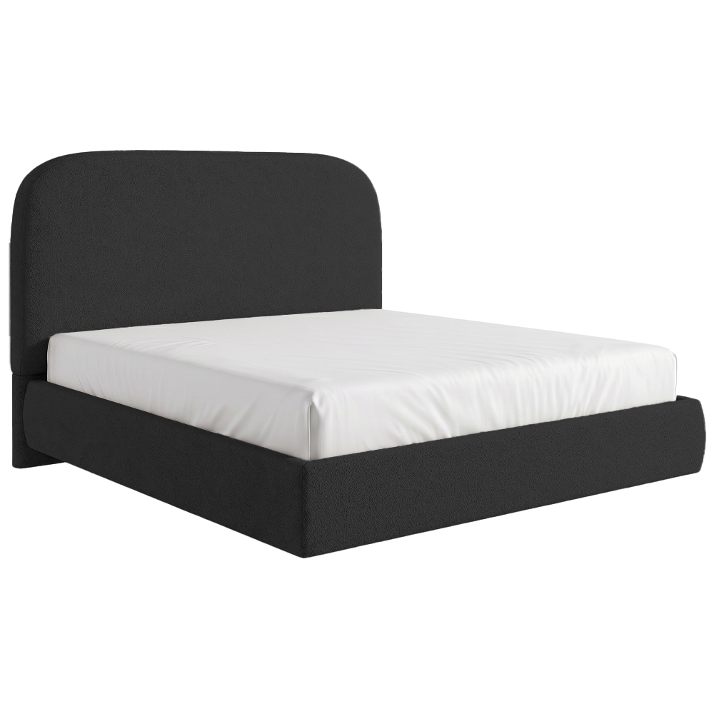 Cama Casal Flutuante Com Cabeceira 140cm Float Boucle Preto - Mpozenato