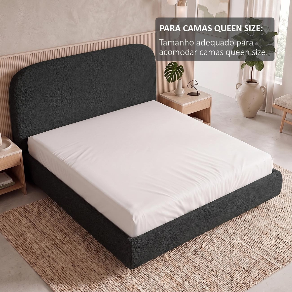 Cama Queen Flutuante Com Cabeceira 160cm Float Boucle Preto - Mpozenato